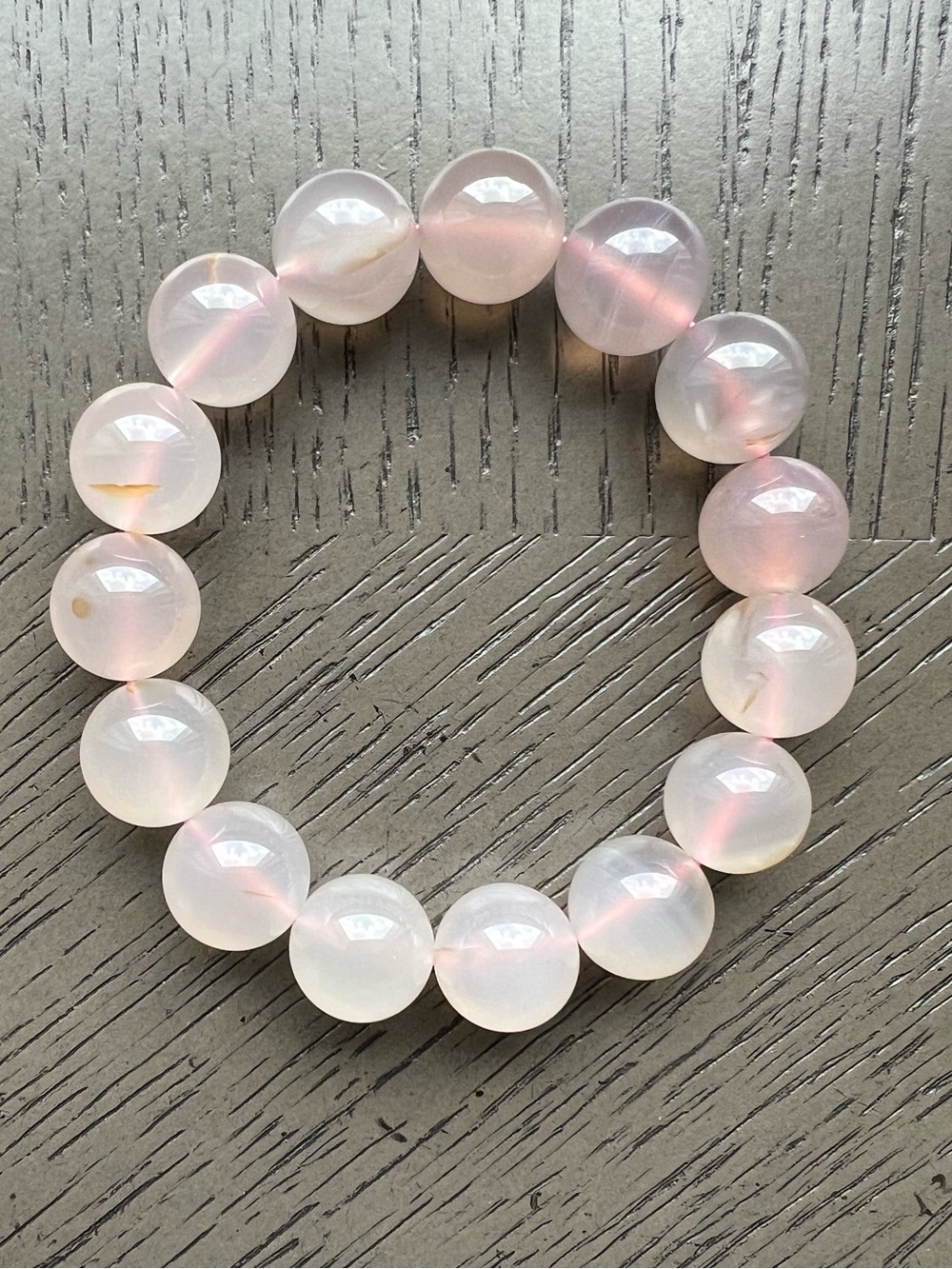 Pink agate bracelet 13mm SIZE 6.5-6.75’ ( ONE )